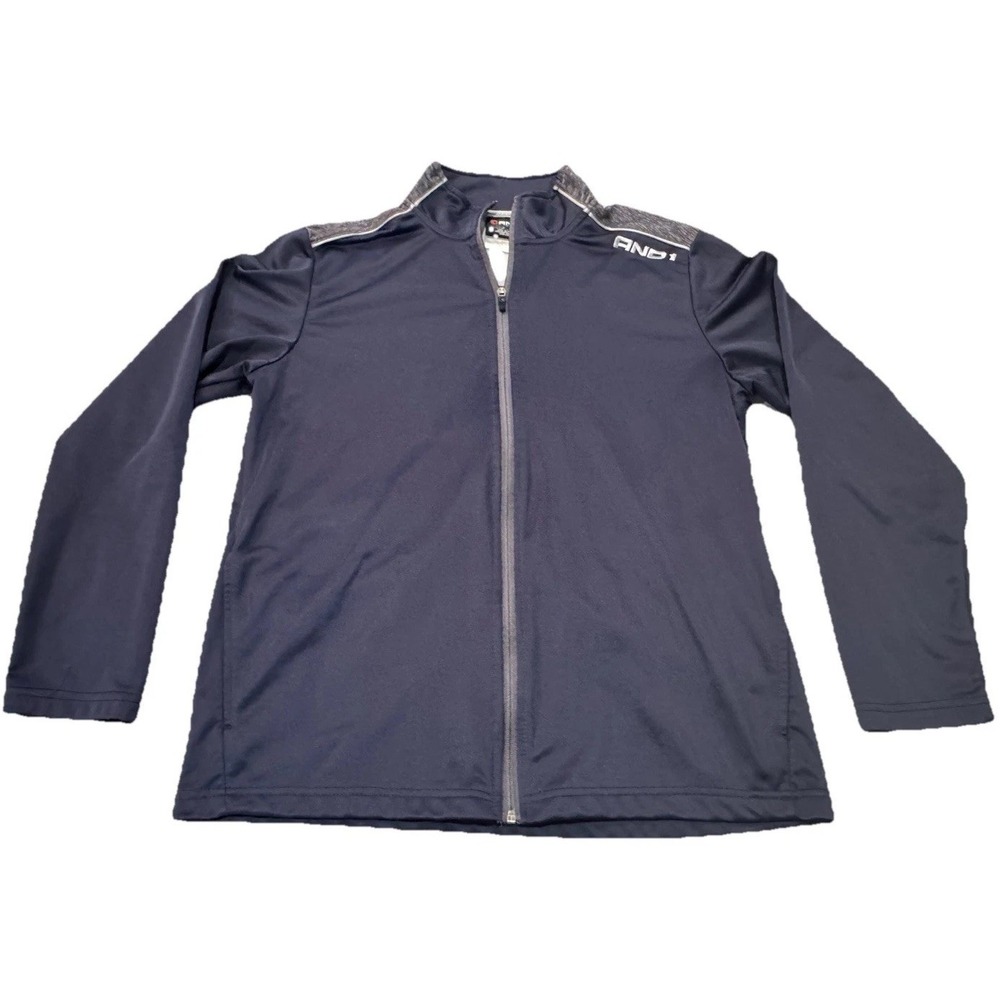 AND1 Men's Full Zip Jacket Blue & Gray  Size Large Polyester‎ Long Sleeve